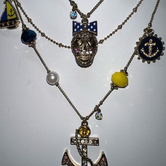 Betsey Johnson Ship Shape Layered Charm Necklace and Bracelet Set - Picture 10 of 14